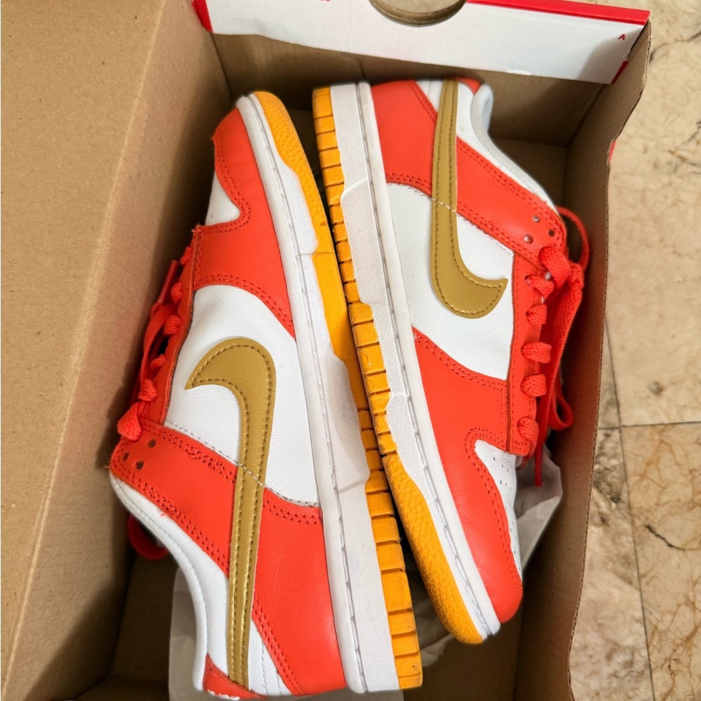 Nike Dunk Low in White, Orange, Gold - Picture 2 of 4